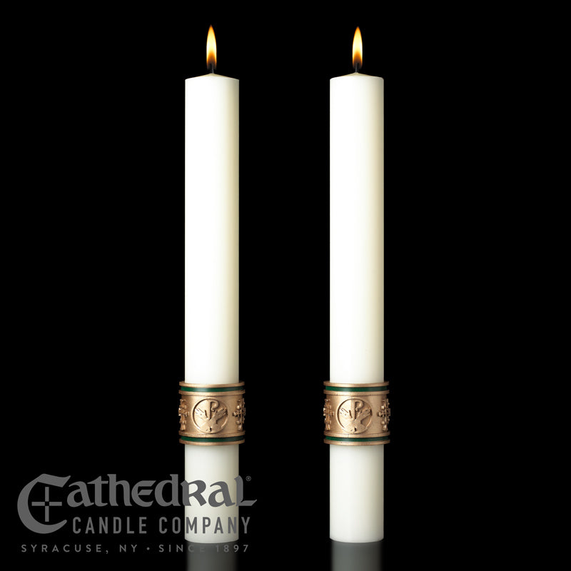 Complementing Altar Candles, Cross of St. Francis