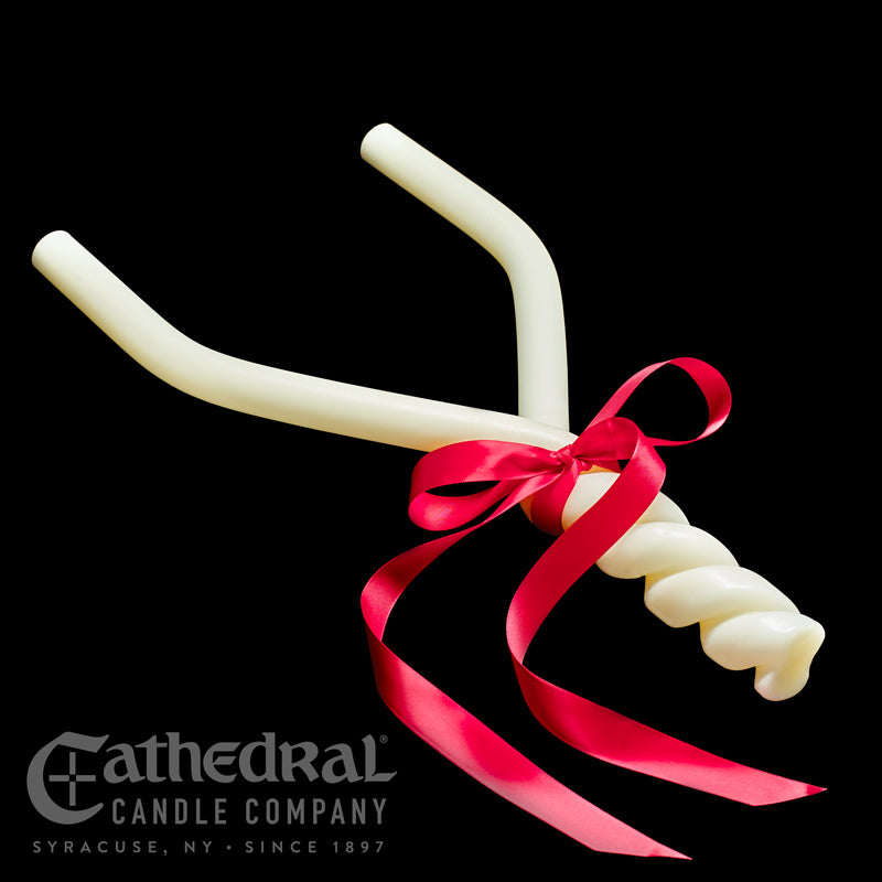 Saint Blaise 51% Beeswax Candle Intertwined as One at Base