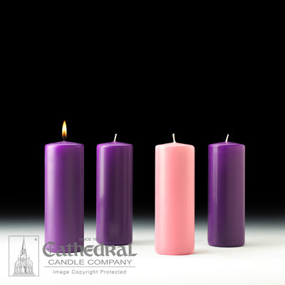 Church Advent Candle Sets - Stearine Pillar (3" x 8")