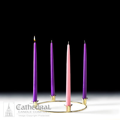 Advent Tapers (12") - With 10" Gold Tone Metal Wreath