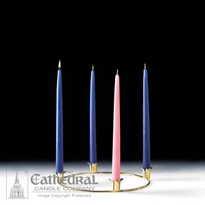 Advent Tapers (12") - With 10" Gold Tone Metal Wreath