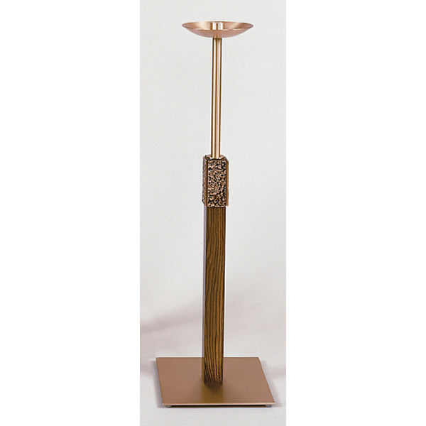 Processional Bronze Floor Candlestick w/Wood Column: 8220 Style - 40" Ht - 1 1/2" Socket