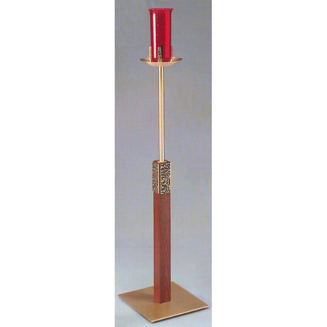 Bronze Floor Sanctuary Lamp w/Wood Column: 8220 Style - Two Sizes