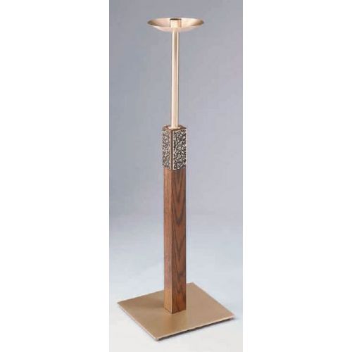 Processional Bronze Paschal Candlestick w/Wood Column: 8220 Style