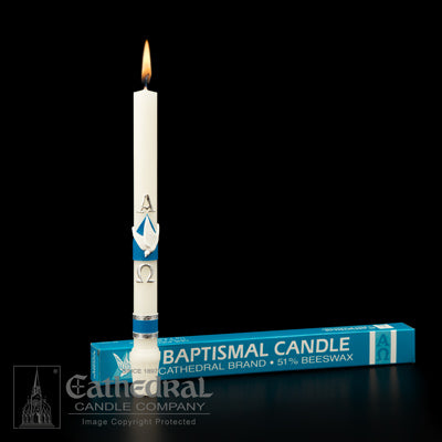 Baptismal Candle 51% Beeswax (11/16" x 9-1/4") - 24/cs