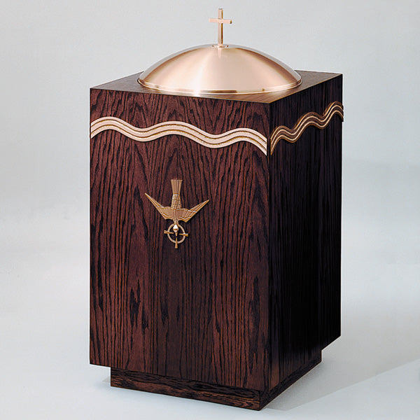 Oak Wood Baptismal Font: 8619 Style - Top 23.5" Square