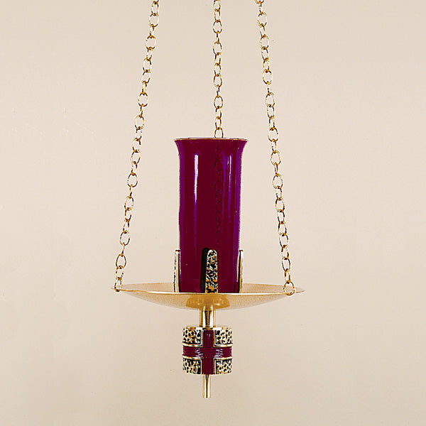 Bronze Hanging Sanctuary Lamp With Bracket: 9013 Style - 11.5" Dia