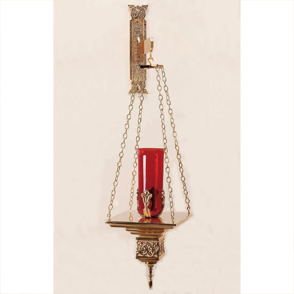 Combination Finish Bronze Hanging Sanctuary Lamp Without Bracket: 9035 Style - 11" Square Base