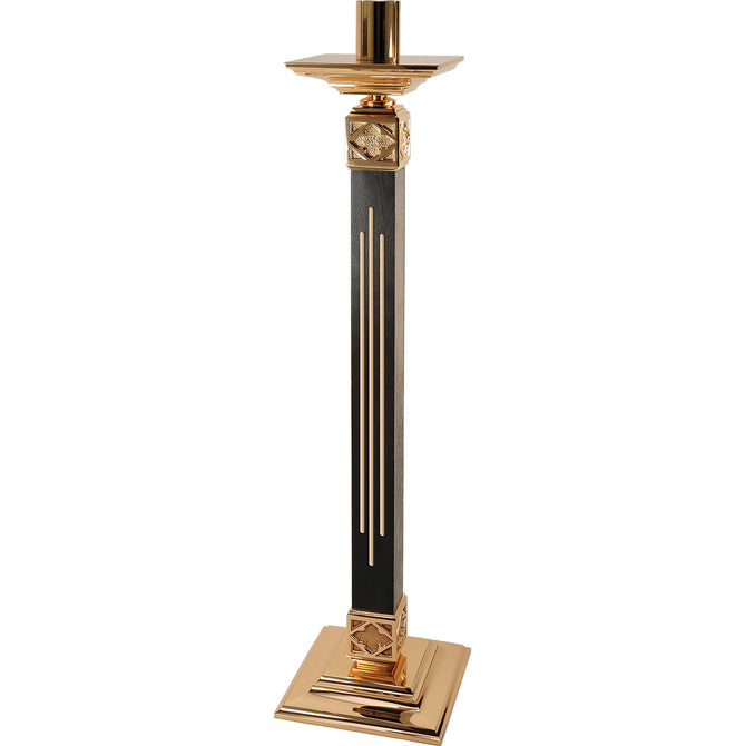 High Polish Finish Paschal Candlestick w/Wood Column: 9988 Style - 2 Sizes