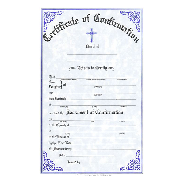 Confirmation Certificate (50/pad)