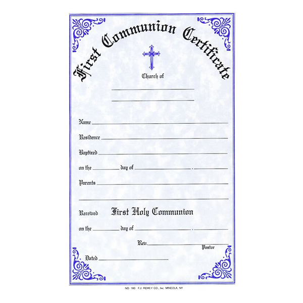 Communion Certificate (50/pad)
