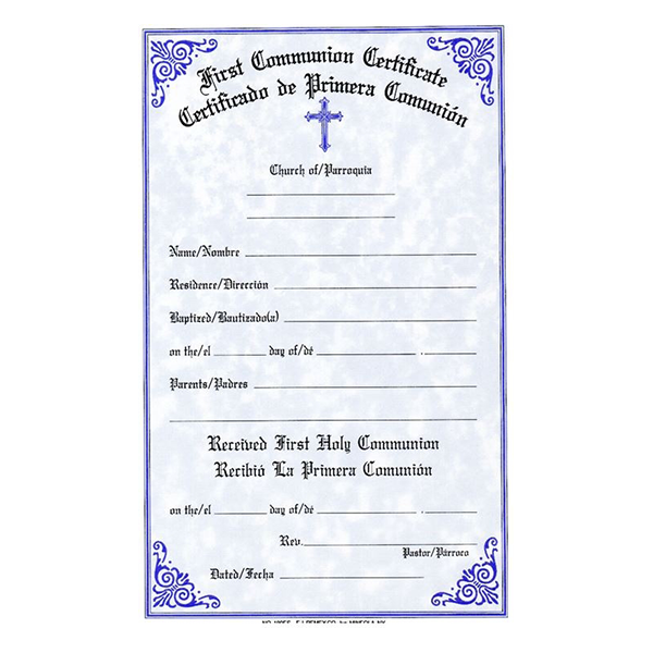 Communion Certificate (50/pad)
