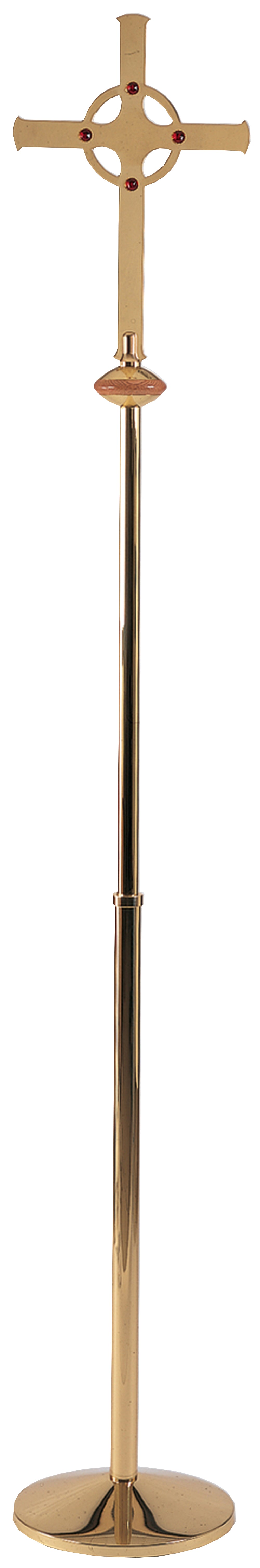 Standing Processional Cross - Polished Brass - Celtic Design - 82" Ht