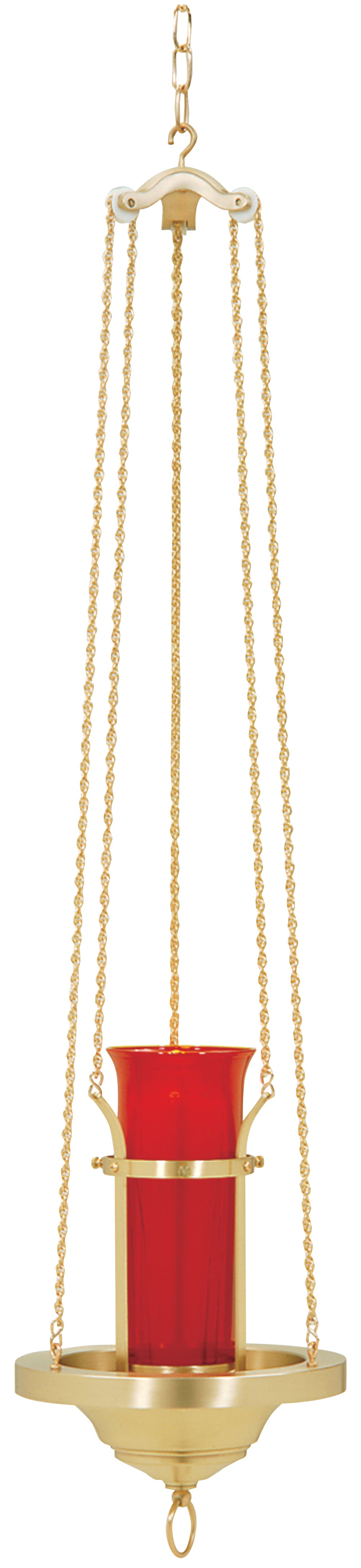 Electrified Hanging Sanctuary Lamp - Polished Brass - 42" Ht