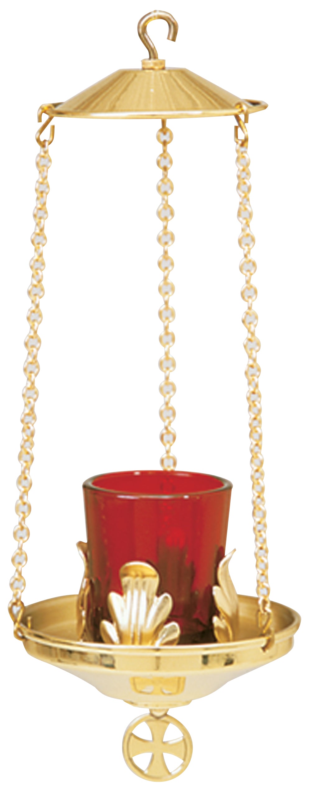 Hanging Votive Lamp - Two-Tone Brass - 11" Ht