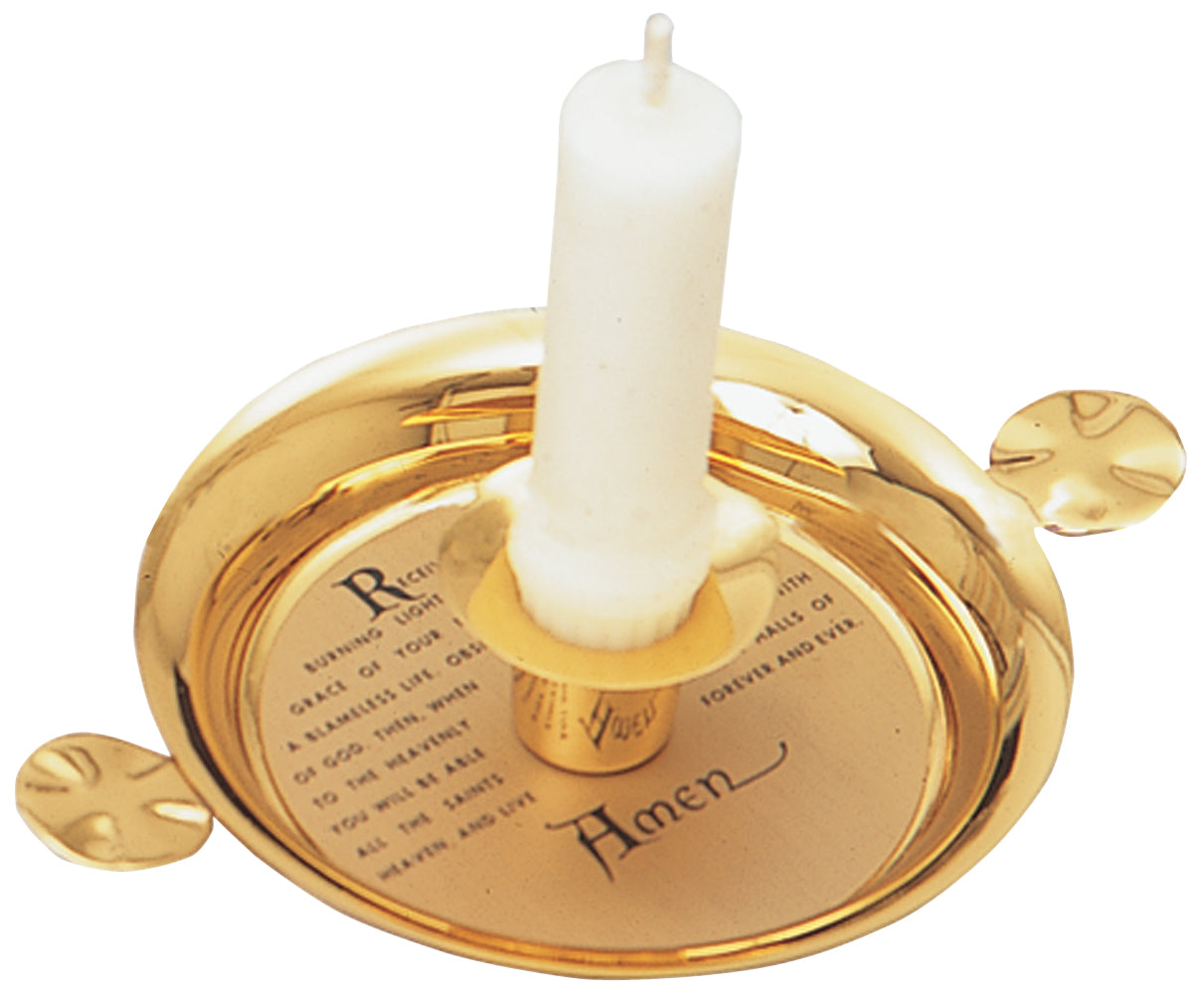Baptismal Candlestick - Etched Prayer - 4 3/4" Dia