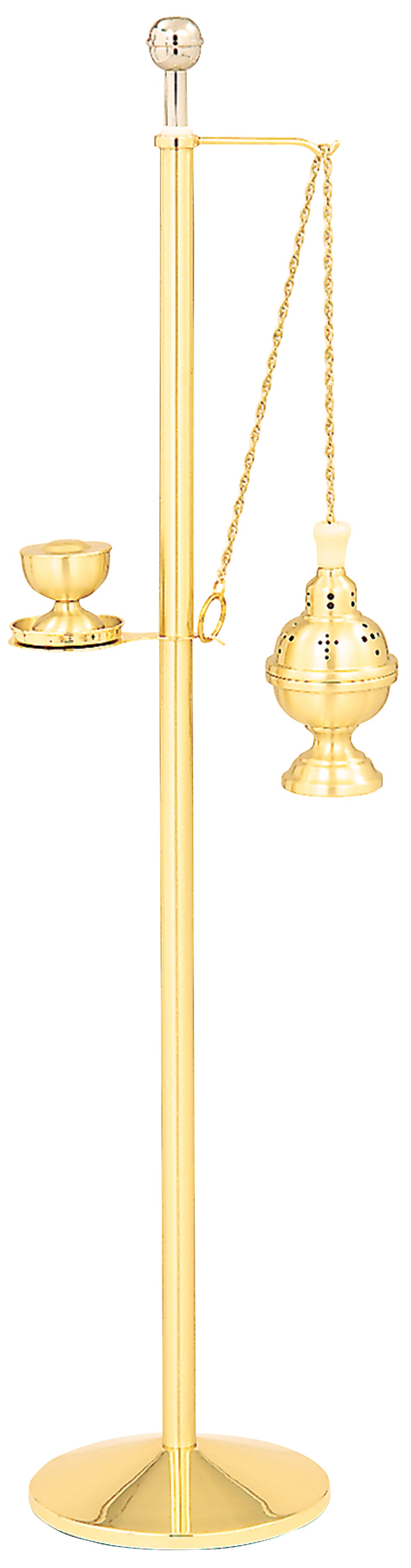 Censer Stand & Sprinkler - Two-Tone Brass - 50" Ht