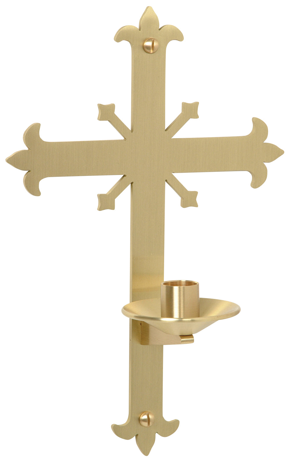 Support de bougie votive - Laiton satiné - Fleur de Lys - 20,3 x 30,5 cm