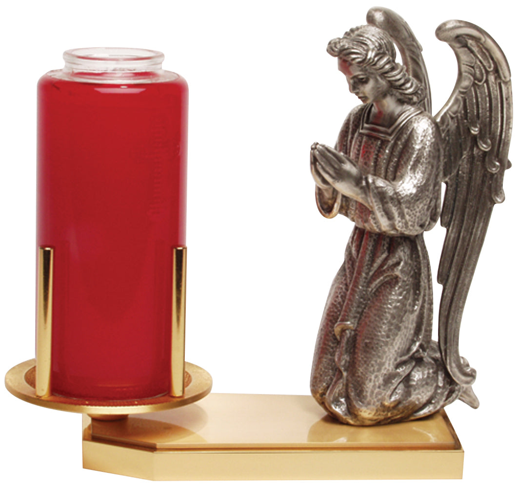 Altar/Tabletop Devotional Candle Holder - 24 Kt GP - Antique Silver - 8 3/4" Ht