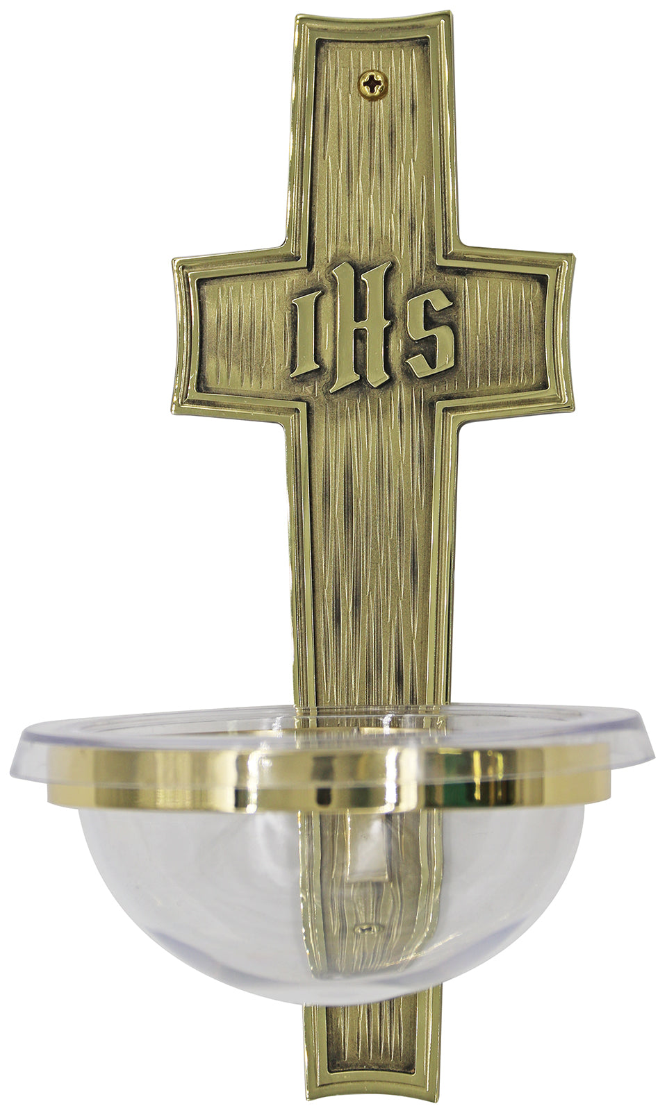 Holy Water Font - Brass - Acrylic Bowl - 4 1/4" Dia
