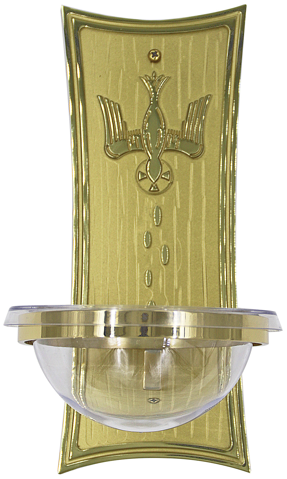 Holy Water Font - Brass - Acrylic Bowl - 4 1/4" Dia