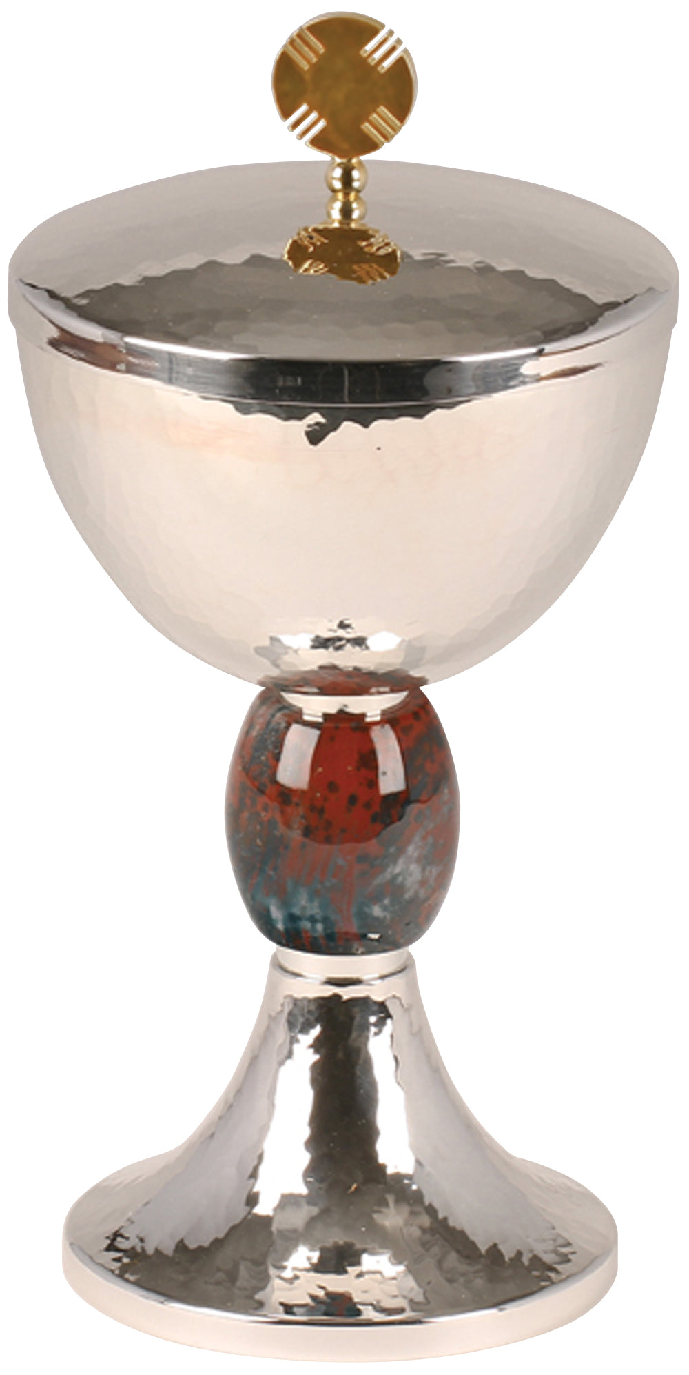 Traditional Ciborium - Hammered Finish - Bloodstone Node - 9 1/4" Ht
