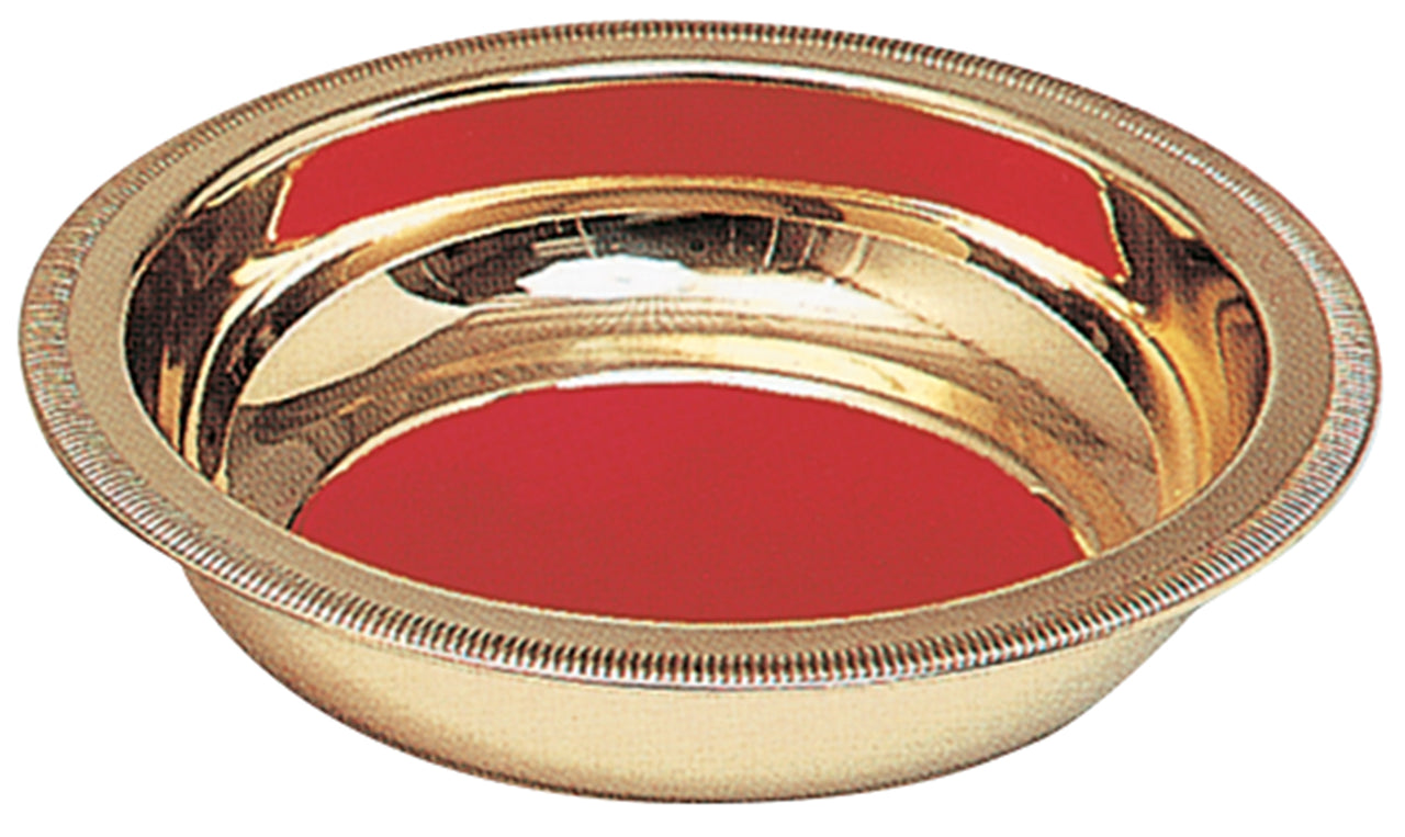 Collection Plate - Red Pad - Bright Brass - 11" Dia
