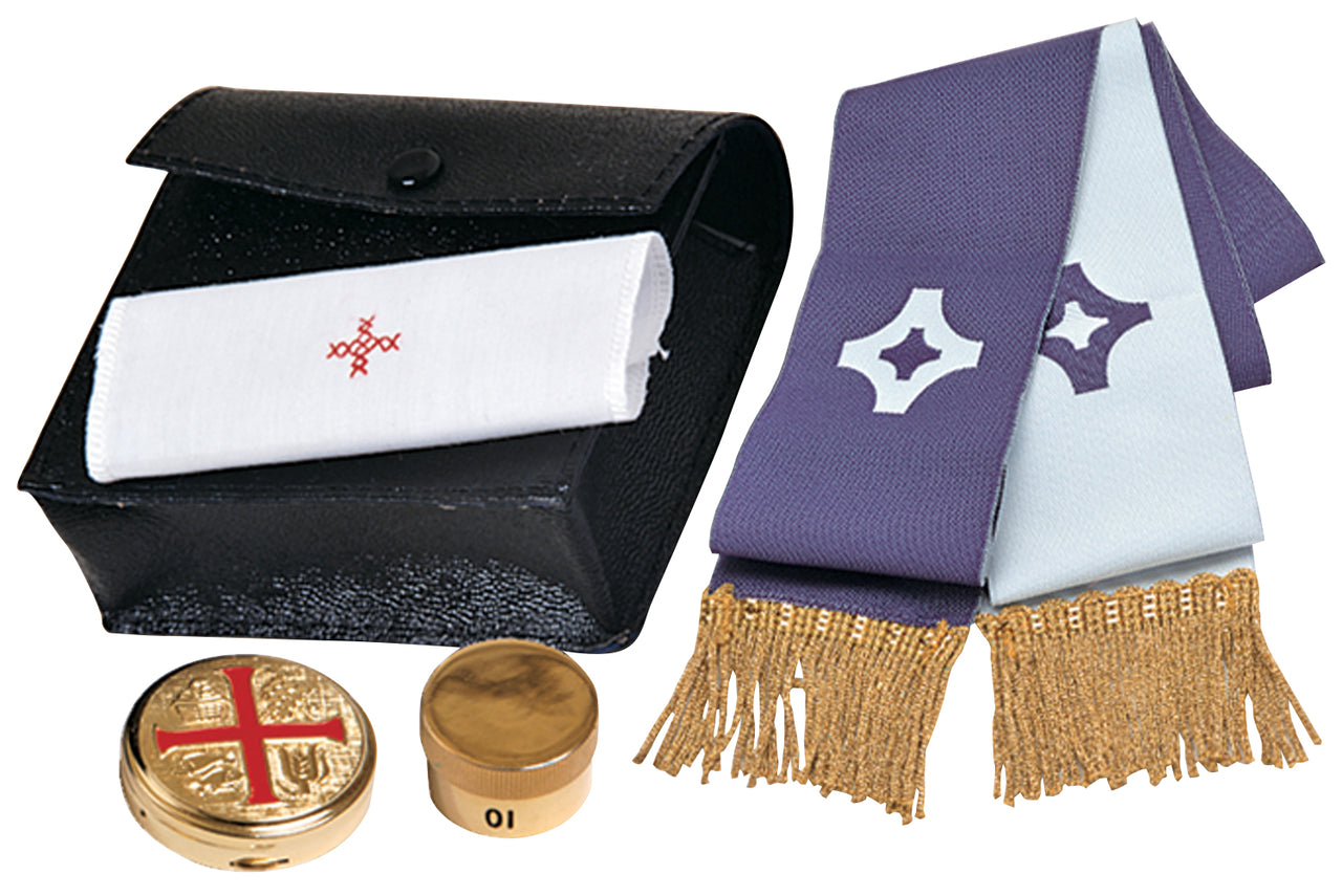 Traveling/Portable Liturgical Kit - Leather Case 4˝ x 4˝ x 1-1/2"