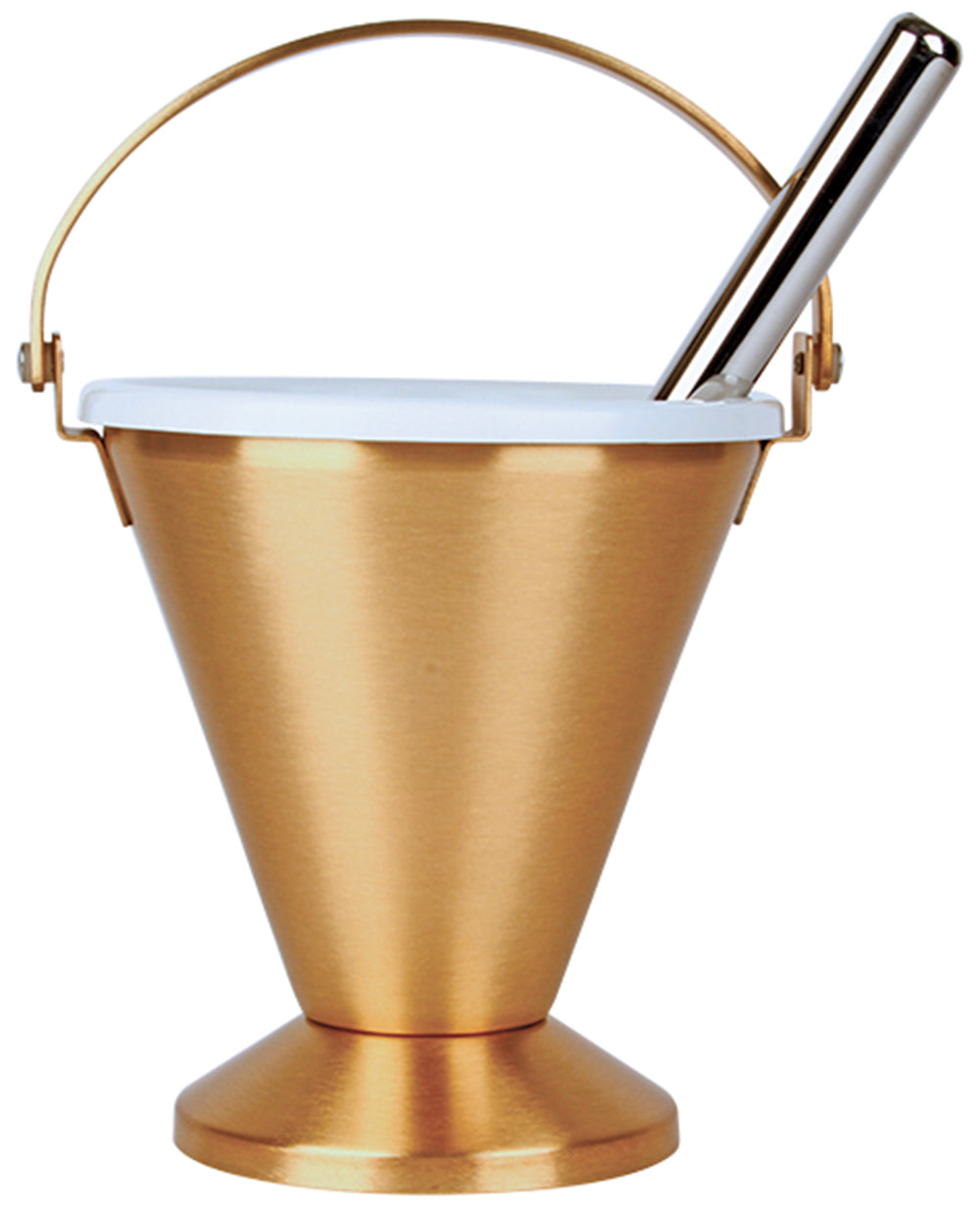 Holy Water Pot & Sprinkler - Satin Bronze - 7" Ht