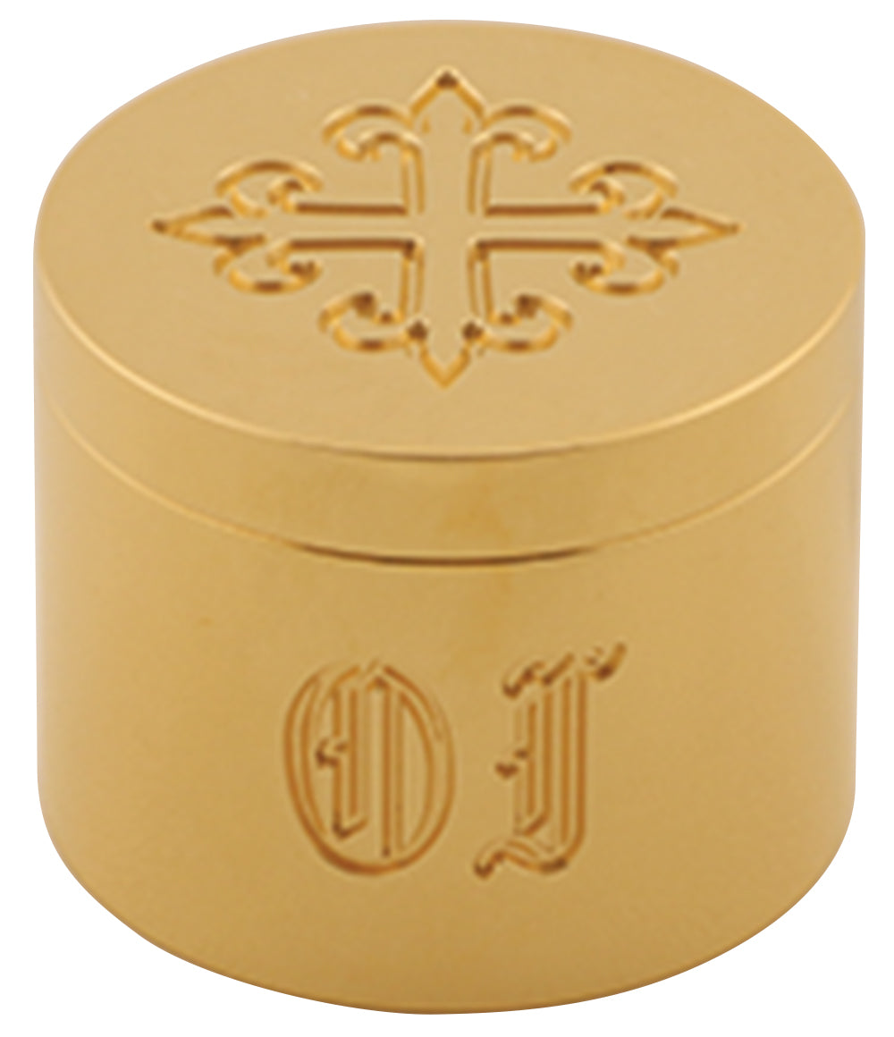 Oil Stock - Bright Gold Plated - Engraved Cross - 1 3/8" Ht