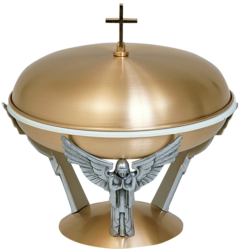 Baptismal Bowl - Satin Bronze - 3 Angels - 14 1/2" Dia