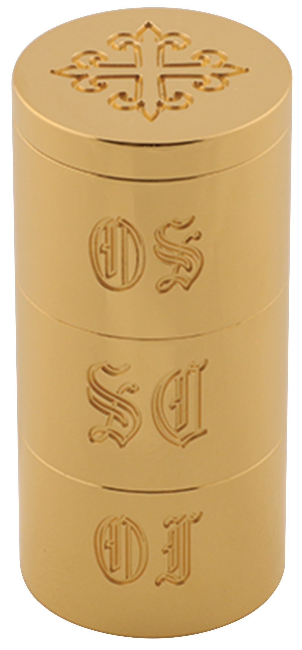 Triple Oil Stock - Engraved Cross - 24 Kt Bright Gold Plated - 3 5/8" Ht