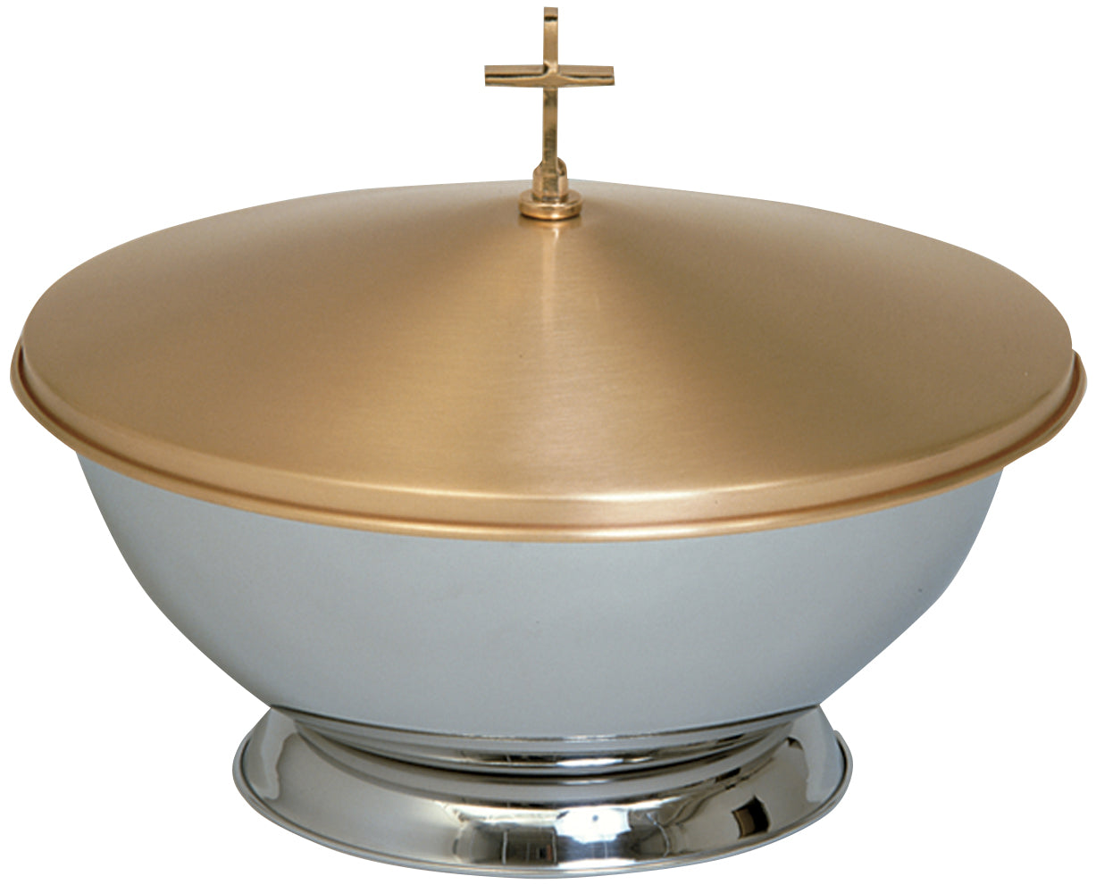 Portable Baptismal Bowl - Stainless Steel - Bronze Cover - 16" Dia - 13" Ht