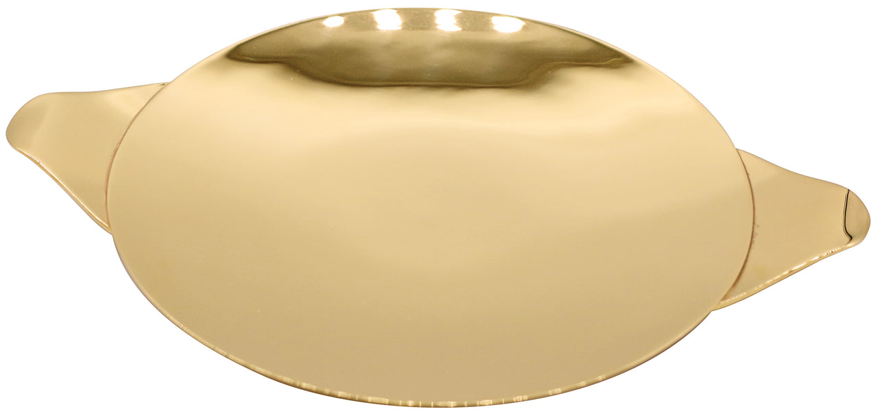 Communion Paten - 2 Tone Gold Plated - Handles - 6 7/8" Dia
