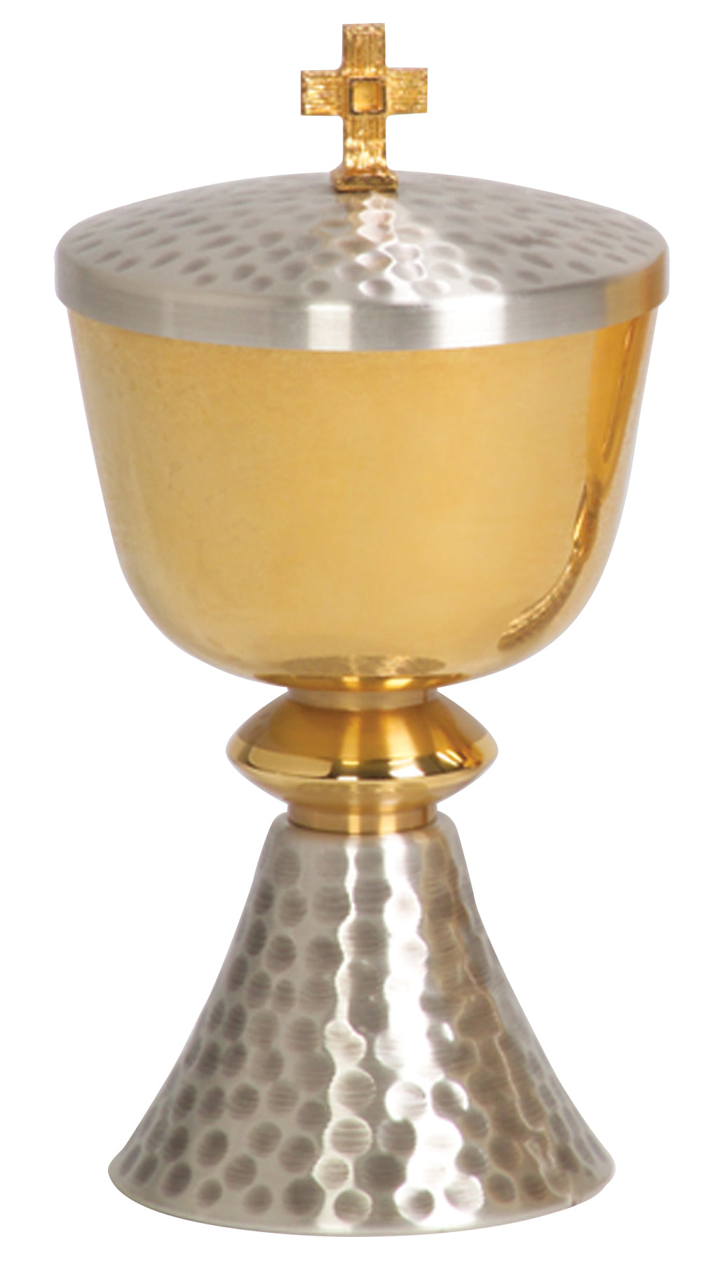 Traditional Ciborium - Two Tone Hammered - 150 Host - 7" Ht