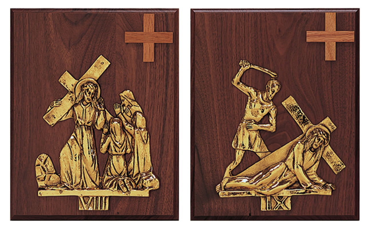 Stations/Way of the Cross - Mounted Small Cross - 8" x 10"