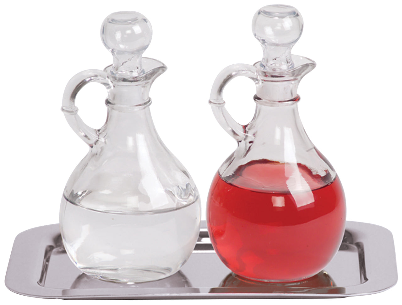 Cruet Set - Polished Stainless Steel - 6 1/2" x 9 1/2"
