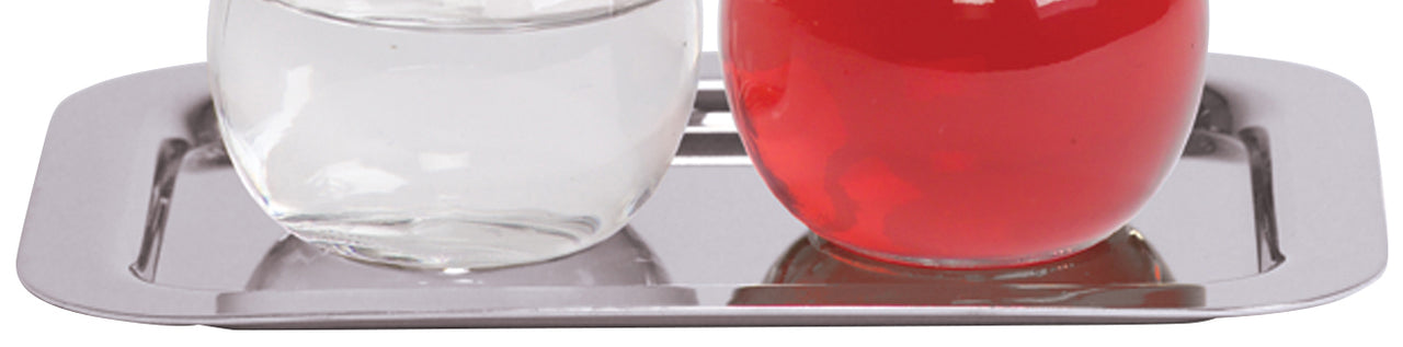 Cruet Set - Polished Stainless Steel - 6 1/2" x 9 1/2"