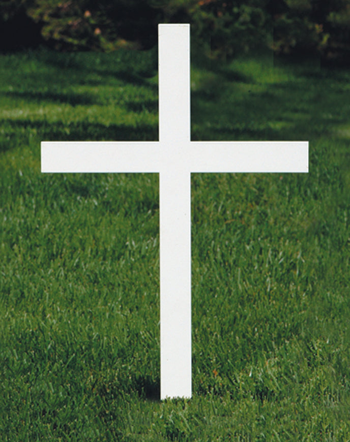 Plain Memorial/Remembrance Cross - Steel White Powdercoat Finish - 20" Ht