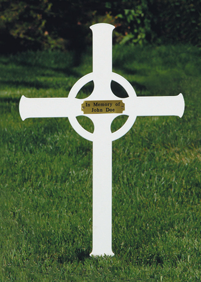 Celtic Memorial/Remembrance Cross - Steel White Powdercoat Finish - 20" Ht
