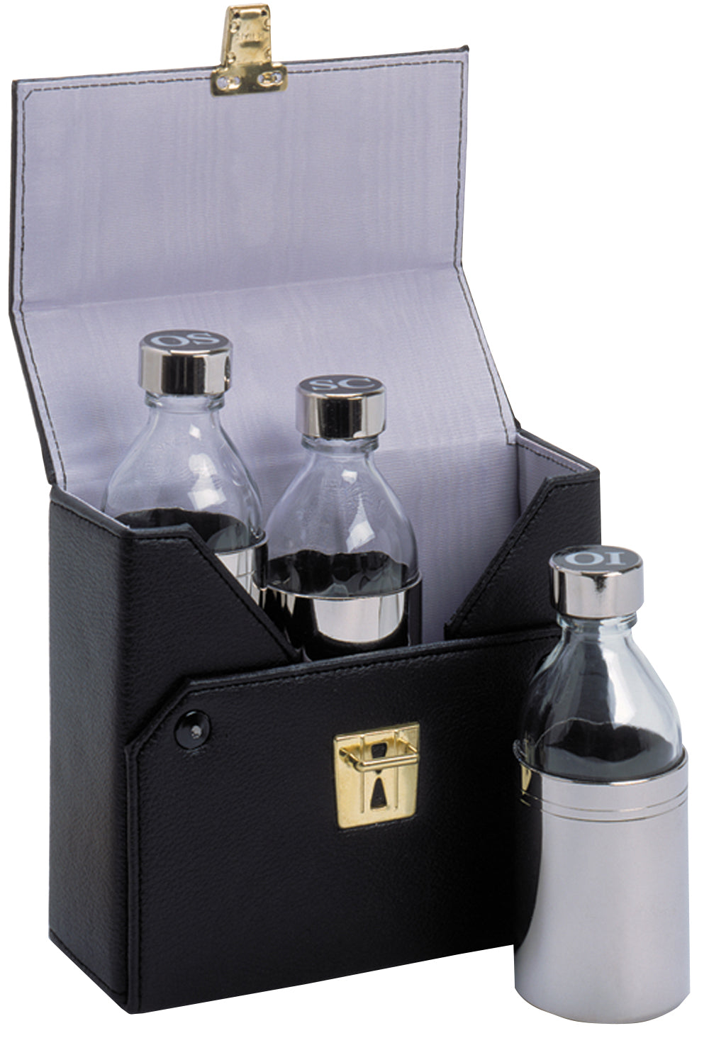 Ambry Set - 3 Bottles 4 Oz - Labeled Leak Proof Covers - 5 1/2" Ht