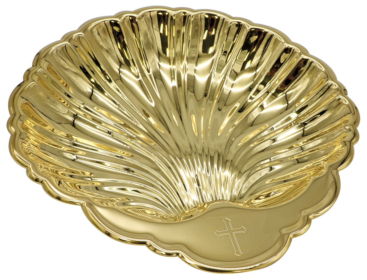 Baptismal Shell - 24K Gold Plated - 10-3/4" Dia