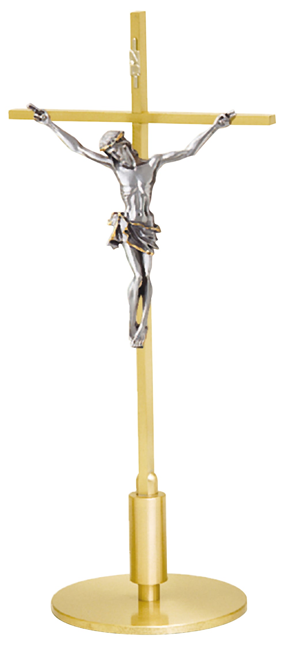 Altar Crucifix - Brass - Oxidized Corpus - 15" Ht
