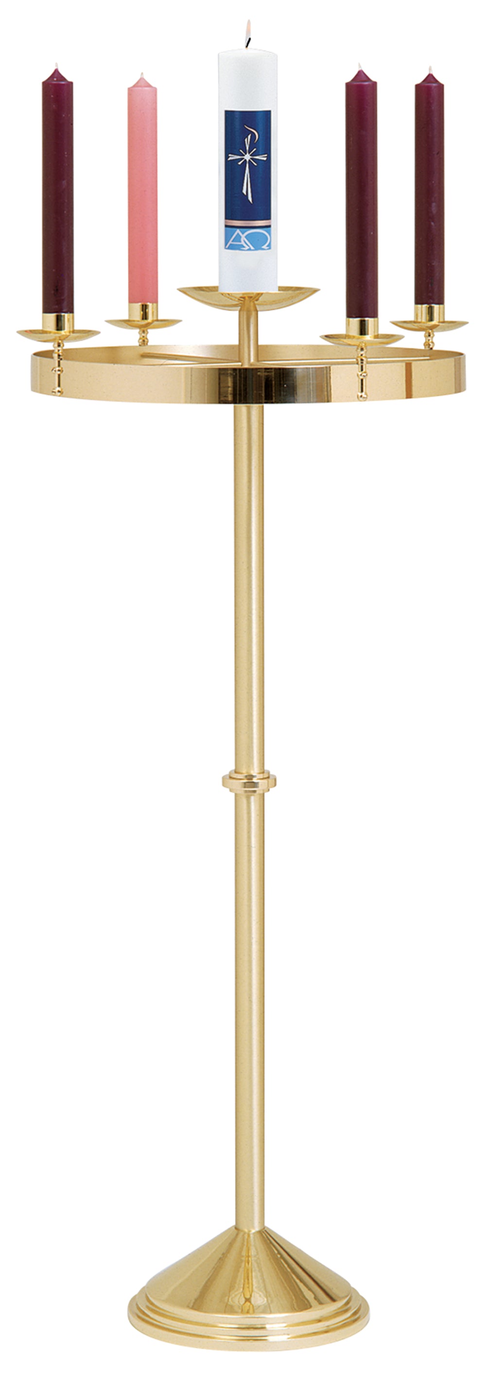 Church Standing Advent Wreath - Brass- 2-Tone - 21" Dia
