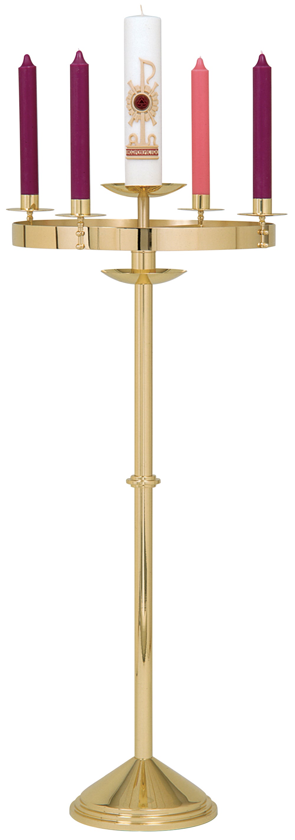 Church Combination Standing Advent Wreath/Paschal Candle - 48" Ht