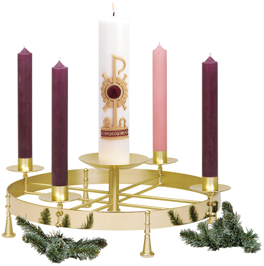 Church Advent Wreath - Brass - 2-Tone - 25" Dia