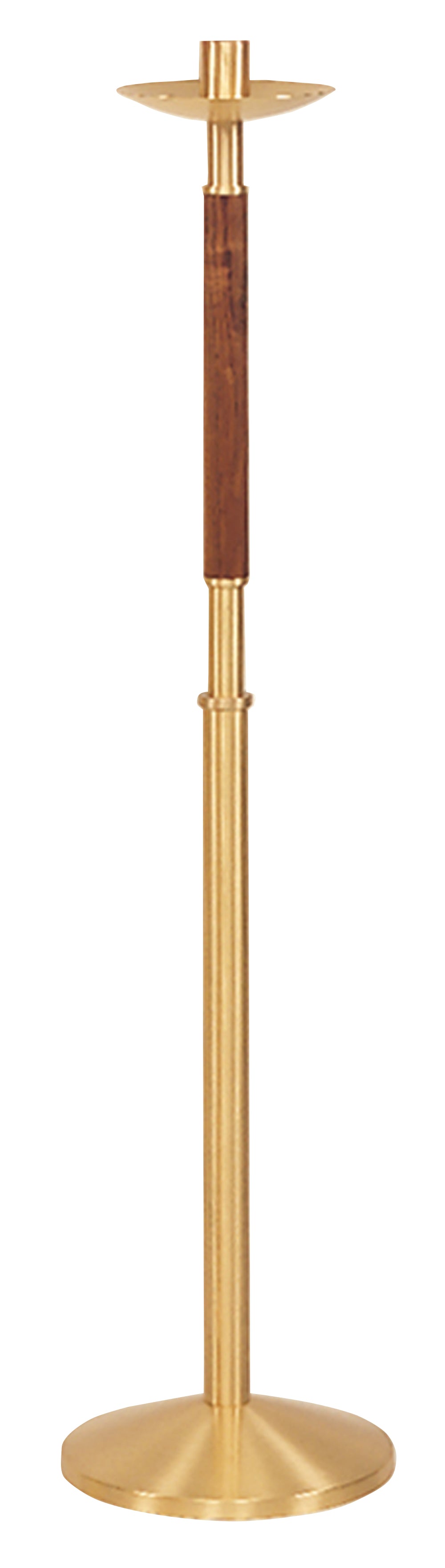 Processional Candlestick - Satin Bronze - Walnut Insert - 42" Ht