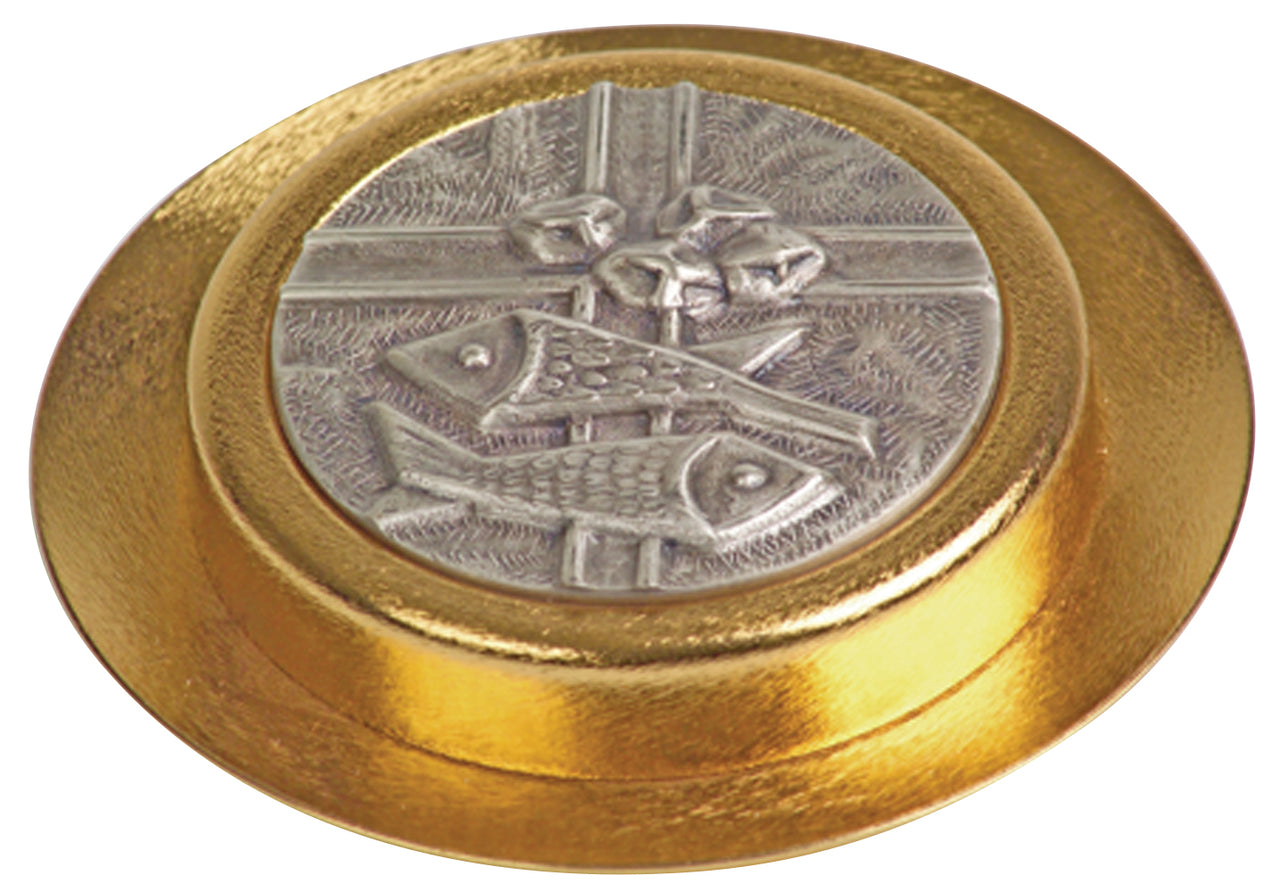 Pyx - Gold Plated - Silver Emblem - Slip Cover - 35 Host