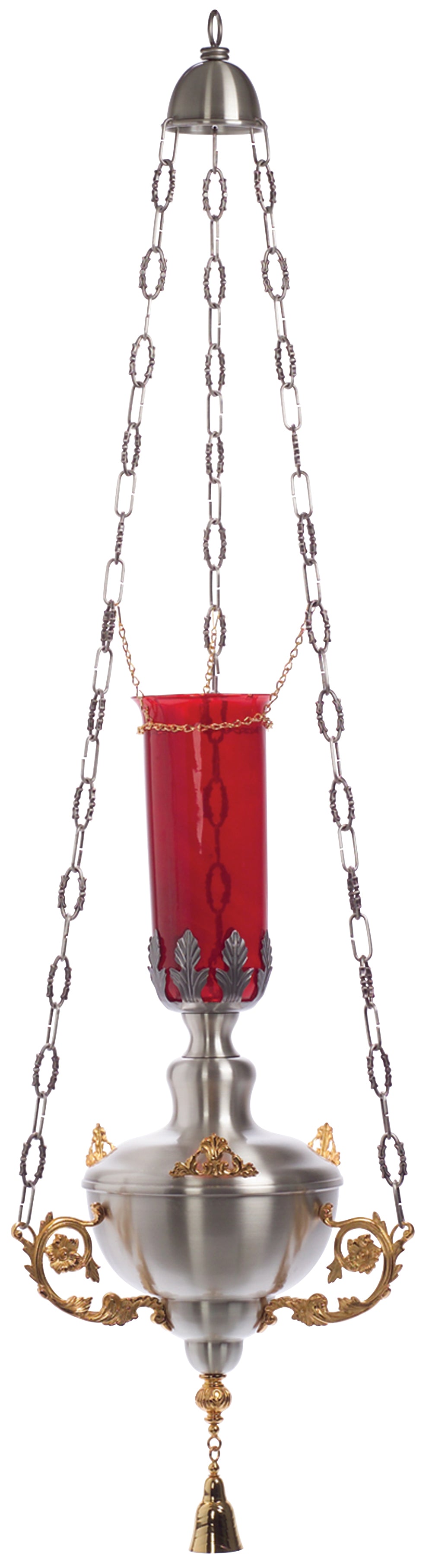 Hanging Sanctuary Lamp - Silver/Gold Accents - 48" Ht