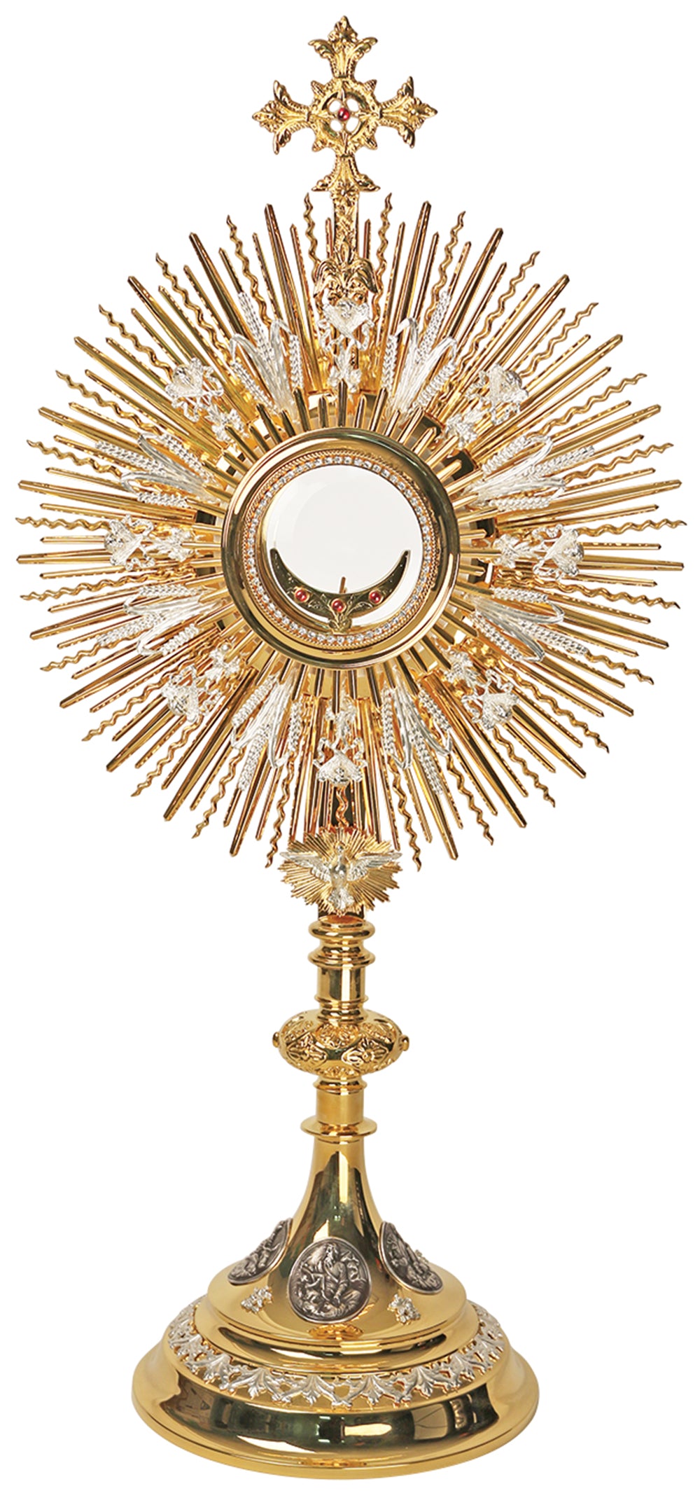 Monstrance - SP Filigree - 4 Silver Medallions - 27" Ht